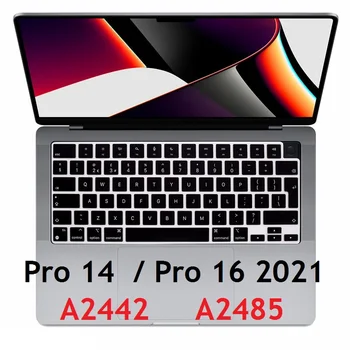 Anglický Black pre Macbook Pro 16-palcové 2021 M1 Max A2485 Pro 14 2021 A2442 NÁS EÚ Kryt Klávesnice Pre Macbook Pro 14 16 2021 Pokožky