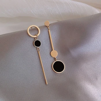 Jednoduchý Dizajn Dlhé Náušnice Čierne Elegantné Živice Duté Kruhu Štíhla Visieť Náušnice pre Ženy kórejský Módne Šperky Najlepší Darček