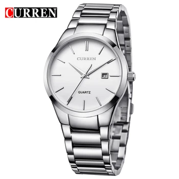 CURREN Luxusné Klasické Módne Podnikania Muži Hodinky Zobrazenie Dátumu Quartz-hodinky Náramkové hodinky z Nerezovej Ocele Muž Hodiny Reloj Hombre