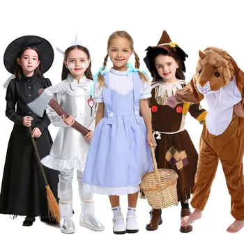 Umorden Dieťa Deti Čarodejník z krajiny Oz Tin Man Dorothy Strašiak Čarodejnice Lev Cosplay Kostýmy pre Dievčatá Chlapci Dospievajúce Dievča Chlapec Halloween