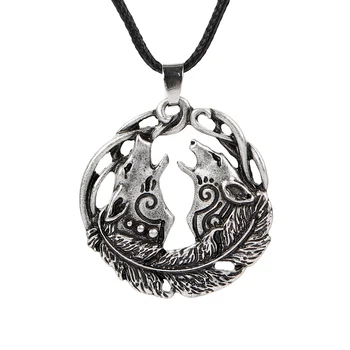 10pcs Viking Vlk Náhrdelník Šperky Bronz Antique Silver Wolf Pár Prívesok Keltský Náhrdelník S Pierko CT628