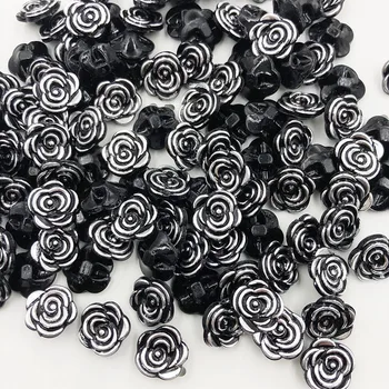 50 ks Čierne transparentné ruže kvet akryl tlačidlá pre dekorácie ručné remeselné šitie príslušenstvo
