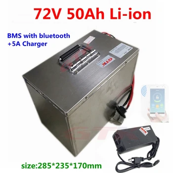 Nepremokavé 72V 50Ah lítium-ion batéria li-ion batérie BMS 20S s bluetooth funkcie pre motocykel, skúter klince+10A Nabíjačky