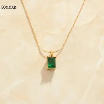 SOMMAR 2021 NOVÉ!! Zlatá farba Lady náhrdelníky & prívesky, Čína Vietor Zelený Zirkón parfum ženy, luxusné