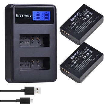 Batmax LP-E12 LPE12 LP E12 Batérie +LCD USB Duálna Nabíjačka pre Canon SX70HS M 100D Kiss X7 Rebel SL1 EOS M10 EOS M50 DSLR