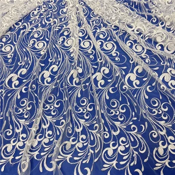LFY Najnovšie Off White Jasné Flitrami Tylu Výšivky Svadobné Svadobné Šaty Šaty Textílie, Čipky DIY Šiť francúzskej Čipky Textílie