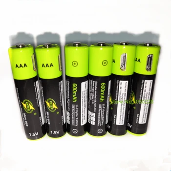 6pcs/veľa ZNTER 1,5 V AAA nabíjateľné batérie 600mAh USB nabíjateľné lítium-polymér batéria, detská hračka nabíjateľná batéria