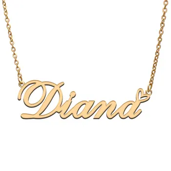 Láska Srdce Diana Názov Náhrdelník pre Ženy Nehrdzavejúcej Ocele Gold & Strieborný Štítok Prívesok Femme Matka Dieťa Dievčatá Darček