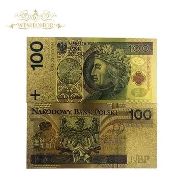 10pcs/veľa Pekné Poľsko Bankovky 100 Bill PLN Zlato, Bankovky v 24k Zlatom Papierové Peniaze Replika Na Zber