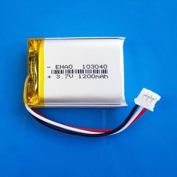 3,7 V 1200mAh Lipo Polymer Lithium Nabíjateľná batéria JST PH 3pin 2.0 mm konektor na MP3, GPS, DVD rekordér headset fotoaparát 103040