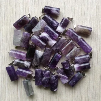 Veľkoobchod 20pcs/veľa Nových módnych prírodného kameňa fialová crystal valcový tvar prívesky pre šperkov náhrdelník, takže doprava zadarmo