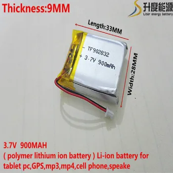 3,7 V 900mAh 902833 Lithium Polymer Li-Po li ion Nabíjateľnú Batériu buniek Pre Mp3 MP4 MP5 GPS mobilné bluetooth