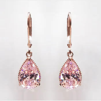 Svadobné Ružový Diamant 18k Rose Gold Drop Náušnice pre Ženy Bohemia Módne Jemné Šperky Topaz Drahokam Bizuteria Luxusné Náušnice