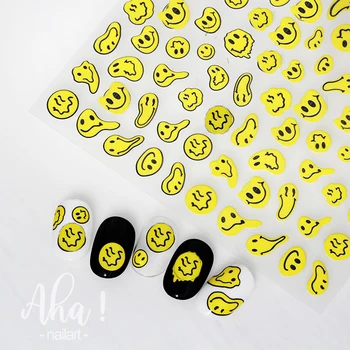 1 list Úsmev, Nail Art, 3D Nálepky na Nechty, Nálepky na Nechty, Usmiate Tváre, Manikúra Japonská Dizajn DIY Šťastný Príslušenstvo