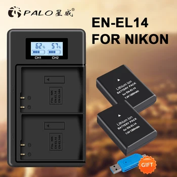 SK-EL14A EN-EL14 ENEL14 kamera, batéria+LCD USB Duálna Nabíjačka pre Nikon D3200 D3100 D3300 D3400 D3500 D5600 D5100 D5200 P7000