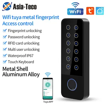 Vonkajšie Nepremokavé Zliatiny Zinku Tuya Smart App Wifi Fingerprint Access Control Blokovanie Dverí Otvárač s Magnetickým Detekcie Alarm