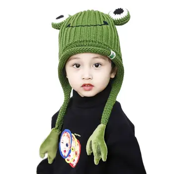 Doitbest 3 až 8 Rokov Zimné klobúk pre dieťa čiapky Cartoon žaba Ručné Čiapočku zrastov Dieťa, čiapky, teplé deti, dievčatá Earflap čiapky