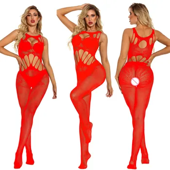 2022 Nové Sexy Spodnú Bielizeň Kostýmy Bodystockings Sieťovina Otvorené Rozkroku Catsuit Sieťované Pančucháče Erotické Kombinézu Sleepwear Crotchless Skoky