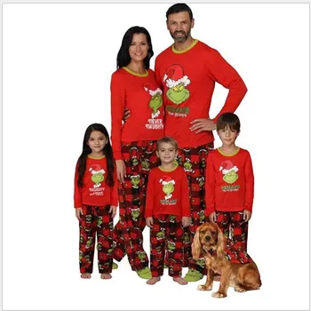 Jesenné a zimné nový domov pyžamo nastaviť Vianočné davy tlač rodič-dieťa, rodina nastaviť